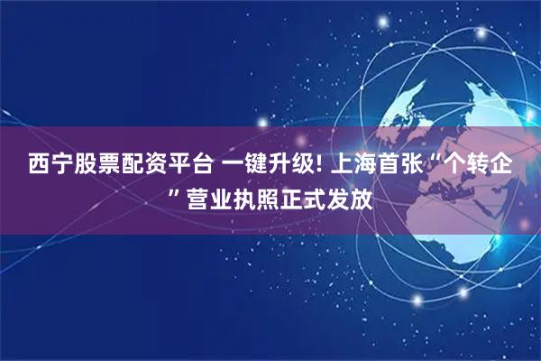 西宁股票配资平台 一键升级! 上海首张“个转企”营业执照正式发放